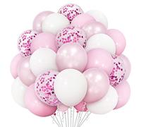 Lot de 50 ballons roses et blancs de 30,5 cm pour décoration de fête d'anniversaire, mariage, baptême, fête prénatale