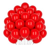 Lot de 50 ballons rouges • 30 cm • Couleurs vives éclatantes • Qualité Premium • Latex Naturel Biodégradable écologique • Gonflable Air Hélium Eau • Baby Shower Baptême Anniversaire Fêtes de remise