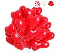 Lot de 50 ballons rouges en latex en forme de cœur de 30,5 cm pour mariage, douche nuptiale, Saint-Valentin, anniversaire, fiançailles, décoration de fête
