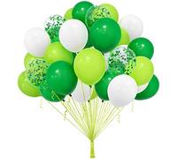 Lot de 50 ballons verts en latex de 30,5 cm avec confettis verts pour enfants, thème safari, fête d'anniversaire, fête prénatale, décoration de fête de mariage.