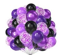 Lot de 50 ballons violets et noirs de 25,4 cm avec confettis pour Halloween, mercredi, remise de diplôme, anniversaire, mariage, décorations de fête