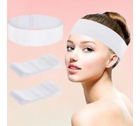 Lot de 50 bandeaux élastiques jetables pour spa avec bande magique réglable, bandeau extensible doux pour soins de la peau avec fermeture pratique (blanc)