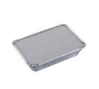 Lot de 50 barquettes en aluminium avec couvercle - 26,5 x 19,2 x 6,5 cm - 2 000 ml - Plat barbecue en aluminium pour cuisson