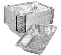 Lot de 50 barquettes jetables en aluminium pour barbecue - 22 x 16 x 5 cm - 1000 ml - Pour la cuisson