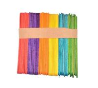 Lot de 50 bâtonnets glace en bois colorés et, for, faits à la main, for loisirs créatifs Pour Barbe à Papa, Cuisine, Artisanat Et DéCoratio(Multicolor,114x15x2mm)