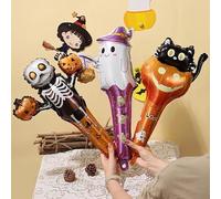 Lot de 50 bâtons de ballons gonflables effrayants pour Halloween, citrouille, fantôme, araignée, sorcière, chat noir, monstre, chauve-souris, ballons pour décorations de fête, accessoires de