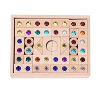 Lot de 50 Blocs acryliques Arc-en- - Jeu de Construction en Bois et Acrylique - pour - Jeu éducatif 3D - Blocs d'apprentissage aux Couleurs translucides pour Filles