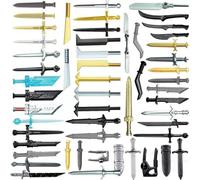 Lot de 50 blocs de construction d'armes médiévales comprenant des épées larges et des rapières pour mini soldats, parfait pour les modèles de scène médiévale