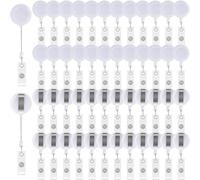 Lot de 50 bobines de badge rétractables avec clip de ceinture - Porte-badge pour accrocher une carte d'identité - Médecin, infirmière, enseignant, étudiants, employés de bureau (blanc)