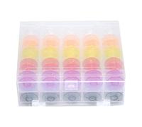 Lot de 50 bobines en plastique transparent dans une boîte en plastique à double couvercle pour machine à coudre