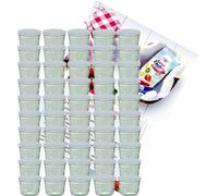 lot de 50 bocaux à confiture de 230 ml To82, couvercle blanc, livret de recettes inclus