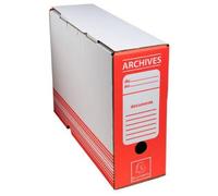 Lot de 50 Boîte à archives en carton, format 25x34, dos de 100, coloris rouge