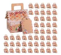 Lot de 50 boîtes à biscuits de Noël - 8 x 6 x 12,5 cm - Boîtes cadeaux de Noël avec cordes et étiquettes - Motif Père Noël et d'épices pour biscuits, bonbons, chocolats