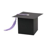 Lot de 50 boîtes à bonbons, pour chapeau de bachelor, décoration de remise de diplôme, chapeau de docteur, décoration pour remise de diplôme, cadeaux, bonbons, anniversaire, fête, pompons violets