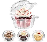 Lot de 50 boîtes à cupcakes individuelles en plastique transparent pour muffins à la maison, mariage, fête prénatale, fête de vacances