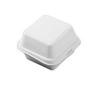 Lot de 50 boîtes à jambon et hamburger avec couvercle intégré en papier et pulpe de canne à sucre, solides, robustes et résistantes à la chaleur (15,2 x 15,2 cm, blanc)