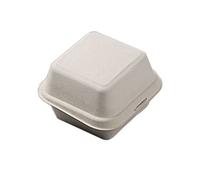 Lot de 50 boîtes à jambon et hamburger avec couvercle intégré en papier et pulpe de canne à sucre, solides, robustes et résistantes à la chaleur (15,2 x 15,2 cm, marron)