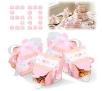 Lot de 50 boîtes à thé roses pour fête de mariage, petite boîte à théière, pour décoration de mariage, anniversaire, fête, chrétienté, décoration de table