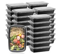 Lot de 50 boîtes de conservation portables pour repas de 900ml avec couvercles passent au micro-ondes au lave-vaisselle et au congélateur