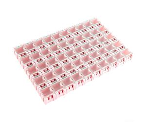 Lot de 50 boîtes de rangement SMD en plastique pour pièces électroniques pour fermeture sécurisée pour résistances, condensateurs, 25 x 30 x 20 mm (rose)