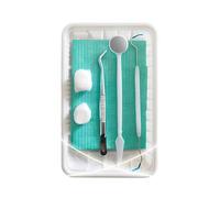 Lot de 50 boîtes jetables stériles pour examen dentaire avec miroir, sonde, pince, boules de coton et plateau pour soins bucco-dentaires professionnels et domestiques