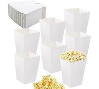 Lot de 50 bols à popcorn blancs, bols à dessert, boîtes de table de fête, sacs à popcorn en papier pour fêtes, pique-niques, fêtes cinéma, etc