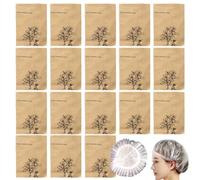 Lot de 50 bonnets de douche jetables emballés individuellement, en plastique imperméable, élastique, épais, multi-usages, parfaits pour le traitement des cheveux, les salons, les spas, les hôtels, les