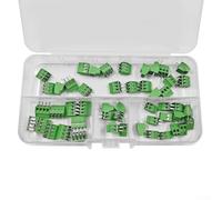 Lot de 50 bornes PCB KF128 - Raccord à vis de 2,54 mm | Assortiment de 50 pièces, variantes 2P/3P/4P, grille de 2,54 mm, couleur verte, connexion sécurisée