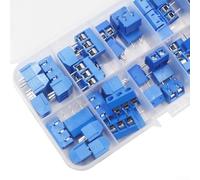 Lot de 50 borniers à vis PCB - Pas de 5 mm - Connecteur 2 3 4 broches pour carte d'extension Arduino GPIO - Fil de circuit 18-26 AWG (bleu)