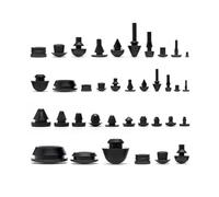 Lot de 50 bouchons en silicone noir, capuchons de protection et d'étanchéité for tapis de porte, dissimulant la vue, souples, de 3 mm à 16 mm.(FC-061-CW-PT)