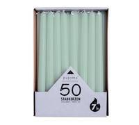 Lot de 50 bougies à tige - Vert jade - Hauteur : 25 cm - Diamètre : 2,2 cm - Durée de combustion : 7 heures - Bougies pointues unies - Qualité supérieure pajoma