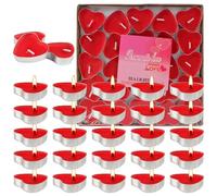 Lot de 50 bougies chauffe-plat en forme de cœur - Bougies sans fumée - Bougies chauffe-plat romantiques - Bougies chauffe-plat non parfumées pour la Saint-Valentin, un anniversaire, une proposition de