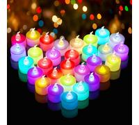 Lot de 50 bougies chauffe-plat LED à changement de couleur - Bougies chauffe-plat avec changement de couleur - Bougies sans flamme à piles - Pour Noël, Halloween, décorations de Noël, Halloween