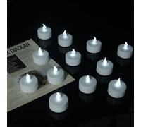 Lot de 50 bougies chauffe-plat LED sans flamme, fonctionnant à piles, réalistes et brillantes, durée d'utilisation de 200 h +, pour Halloween, mariages, festivals, décoration (blanc froid)
