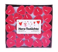 Lot de 50 bougies chauffe-plat Pajoma en forme de c ur Love you, 3h, Rouge