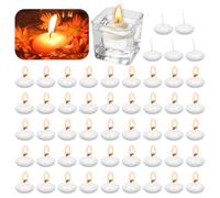 Lot de 50 bougies flottantes blanches de 38 mm - Non parfumées - Bougies flottantes décoratives - Bougies flottantes pour mariage, piscine, fête, spa, baignoire, Saint-Valentin, Noël