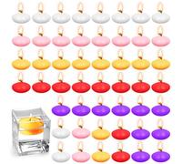 Lot de 50 bougies flottantes colorées - Bougies flottantes non parfumées - Pour mariages, fêtes, baignoires, Saint-Valentin, piscine, spa (blanc, rouge, rose, violet, jaune)