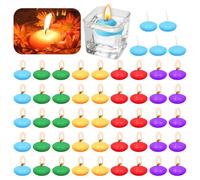 Lot de 50 bougies flottantes multicolores de 35 mm - Non parfumées - Bougies flottantes décoratives - Bougies flottantes pour mariage, piscine, fête, spa, baignoire, Saint-Valentin, Noël