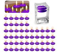 Lot de 50 bougies flottantes, violettes, flottantes, non parfumées, pour piscine de mariage, baignoire de Saint-Valentin, décoration de Noël (violet)