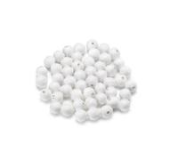 Lot de 50 Boules de 1 cm en ouate de cellulose, Billes blanches en coton compressé de 10 mm avec trou de suspension - Unique - 1 cm