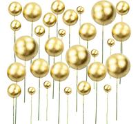 REBECASKYENS Lot de 50 Boules de décoration de gâteau dorées en Mousse - pour décoration de gâteau d'anniversaire, de Saint-Valentin, d'anniversaire, de Mariage