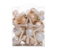 Lot de 50 boules de Noël galvanisées avec étoile d'arbre - Différentes tailles - Décorations en plastique pour sapin de Noël, couronnes, guirlandes et tables (abricot)