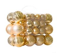 Lot de 50 boules décoratives multicolores en plastique de 6 cm (doré) | Construction robuste, design résistant aux chutes, réutilisable durable, parfait pour les zones de vacances très fréquentées