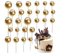 Lot de 50 boules dorées pour décoration de gâteau, mini ballons en mousse, décorations de gâteaux pour anniversaire, mariage