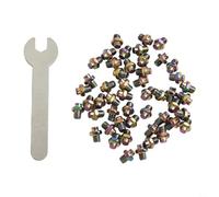 Lot de 50 boulons de pédale de vélo en acier inoxydable antidérapant pour la sécurité sur différents types de vélo, installation sans effort avec clé (couleurs)