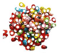 Lot de 50 boutons adhésifs en bois en forme de coccinelle - Accessoires d'artisanat - Poignée pratique