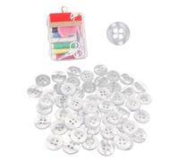 Lot de 50 boutons blancs, 1 boîte de travaux manuels, boutons en résine, boutons à tricoter cardigan, boutons à coudre en nacre, boutons ronds à quatre trous pour couture, décoration artisanale