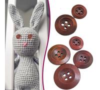 Lot de 50 boutons en bois à 4 trous à coudre faits à la main pour décorations de couture, loisirs créatifs, peinture manuelle, décoration de poupée, marron, 15 mm