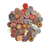 Lot de 50 boutons en bois colorés 25 mm Personnalisés Exquis Rétro Rond Naturel Accessoires de bricolage