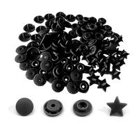 Lot de 50 boutons pression en plastique T5 en forme d'étoile pour vêtements de bébé (noir)
